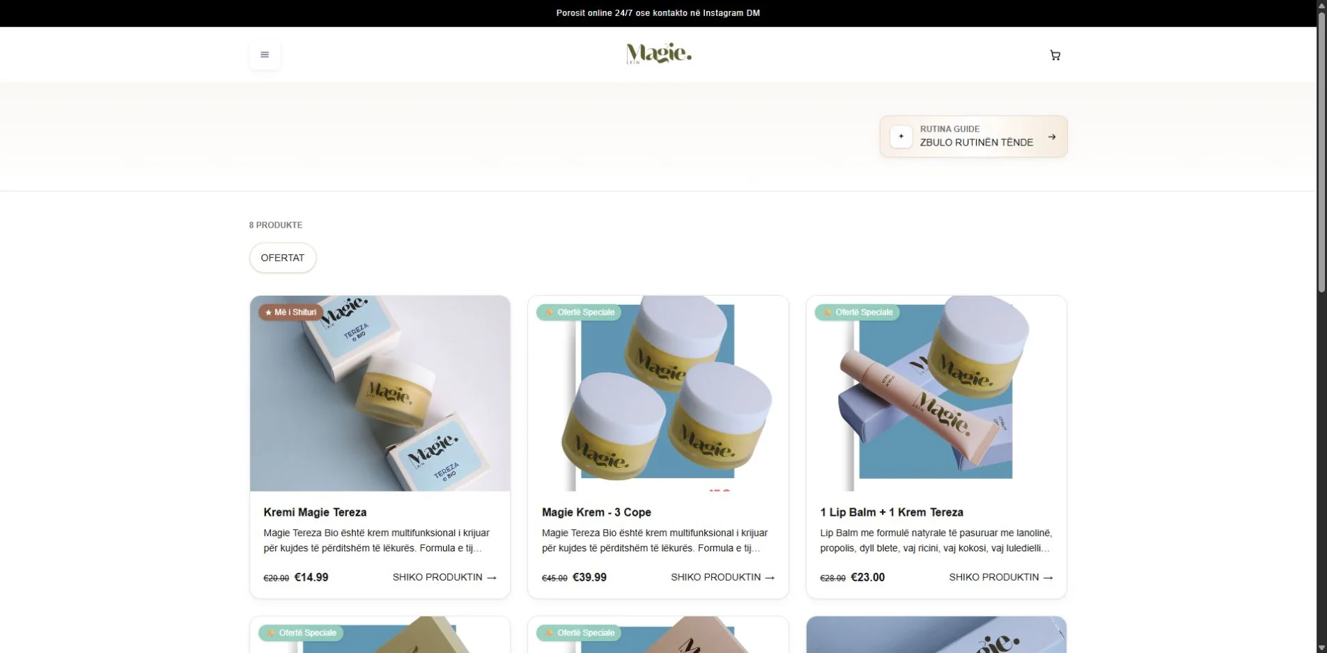 Magieskin product catalogue with skincare products and offers