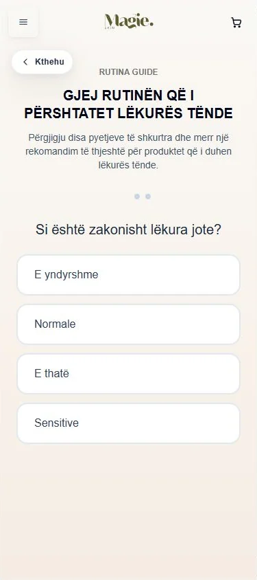 Magieskin guided skincare routine questionnaire